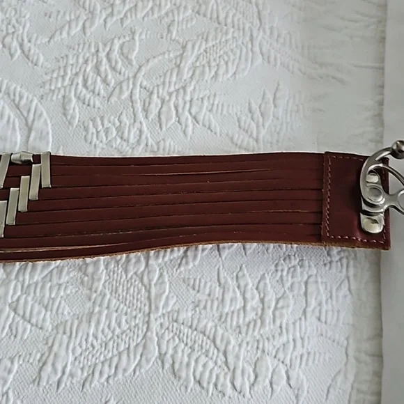 FREE PEOPLE Brown leather boho belt with Silvertone hardware - Picture 4 of 8